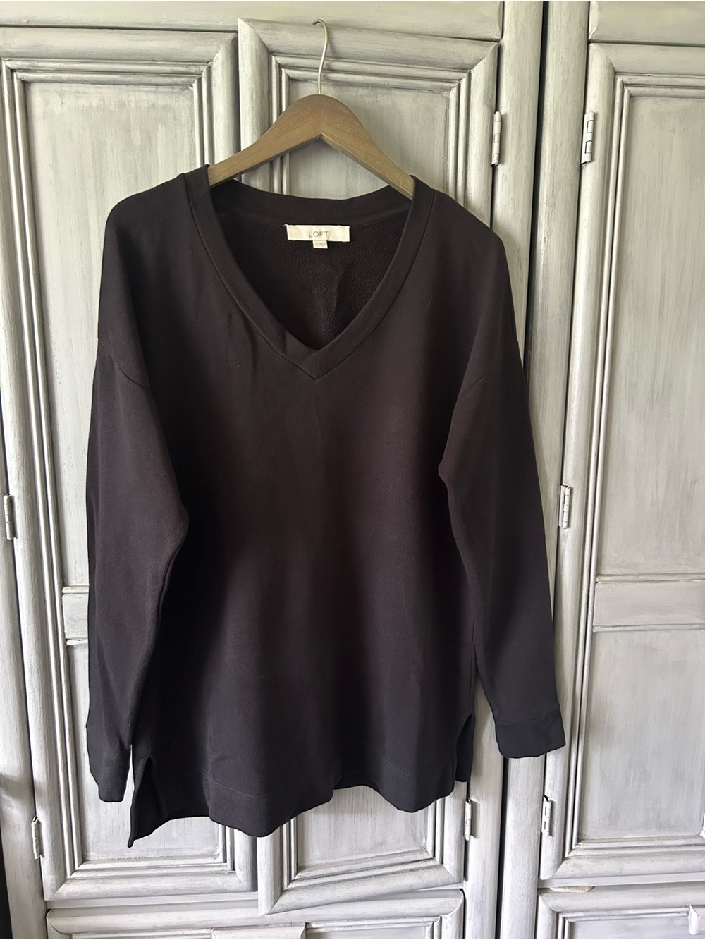 Loft Black V-Neck Long Sleeve Sweatshirt
